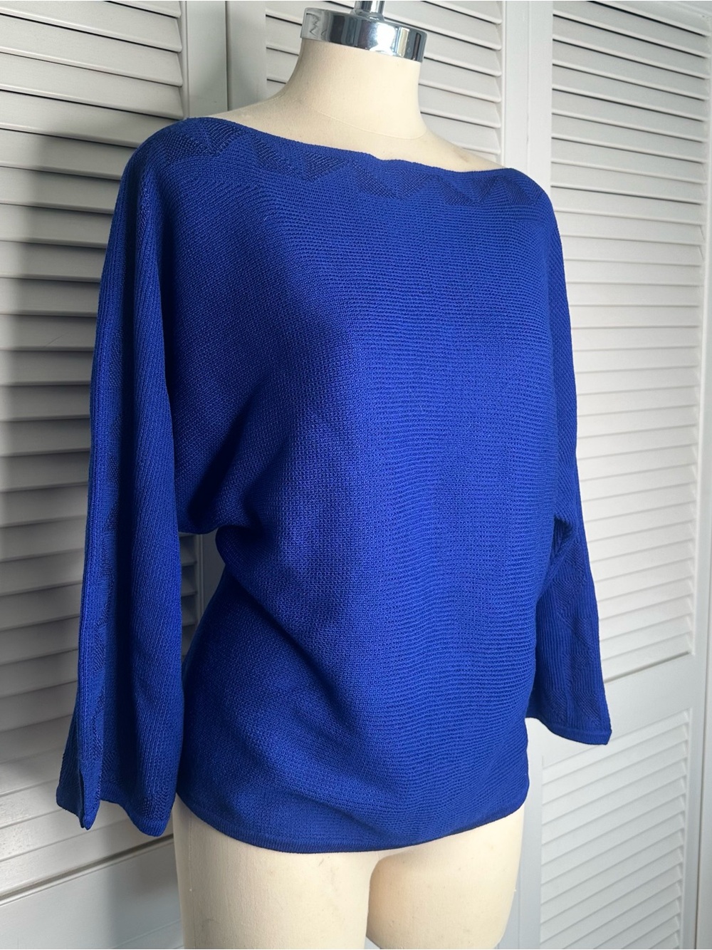 St John Boatneck Knit Top in Royal Blue